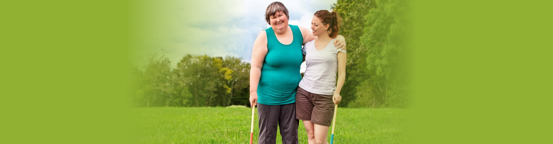 two woman smiling